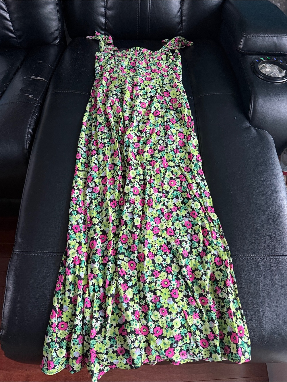 Zara NWT Floral Tie-Strap sun dress  Size:XS- Pink & Green Floral